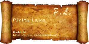 Pirity Lajos névjegykártya